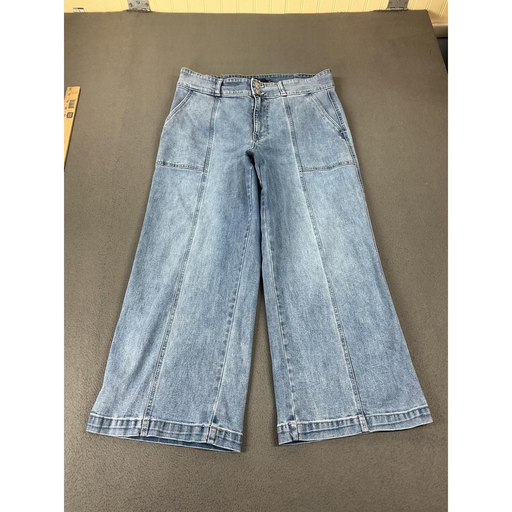 Hudson Jeans Womens 14 Blue Wide-Leg Light Wash Relaxed Stretch Denim Pockets